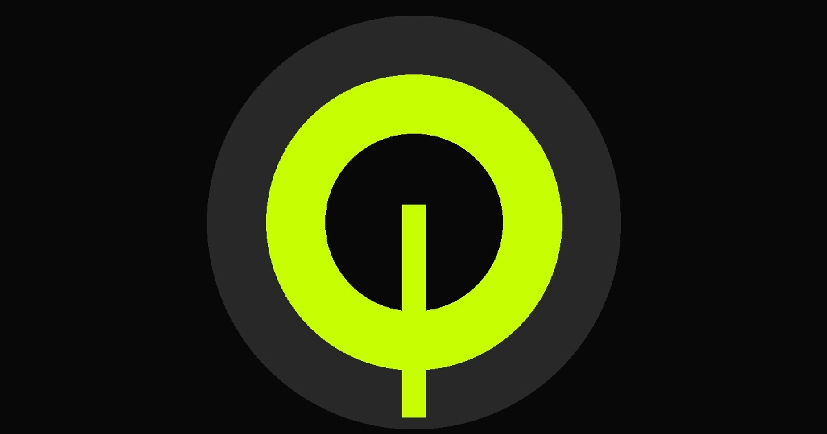 Concentric radio signal graphic with acid-green ring